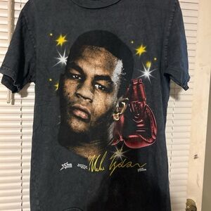 Black Graphic Tee with Boxing Design